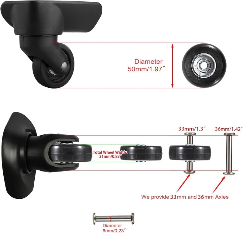 Universal Suitcase Replacement Wheels - 4 Set` gallery