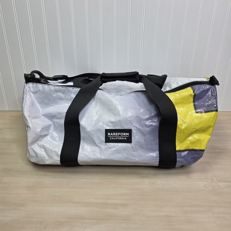 RAREFORM CALIFORNIA Duffle Bag Repurpose Large White Yellow Gray 23 x 14