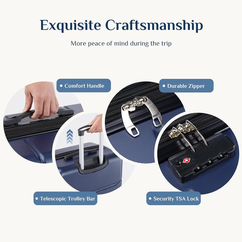 24 Inch Checked Luggage, ABS Hard Shell Lightweight Rolling Expandable Suitcase gallery