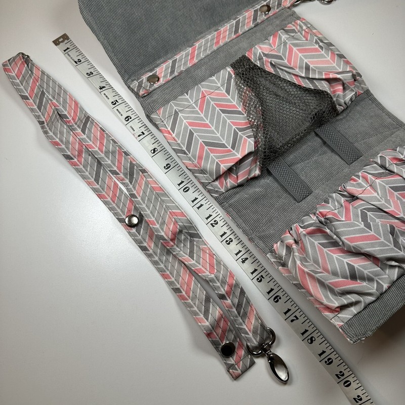 LillyBit Pink Gray Chevron Convertible Adjustable Strap Travel Clutch NWOT gallery
