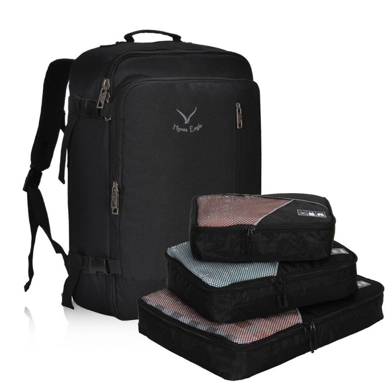 Hynes Eagle 38L Flight Approved Weekender Carry-Ons Backpack S/3 Packing Cubes
