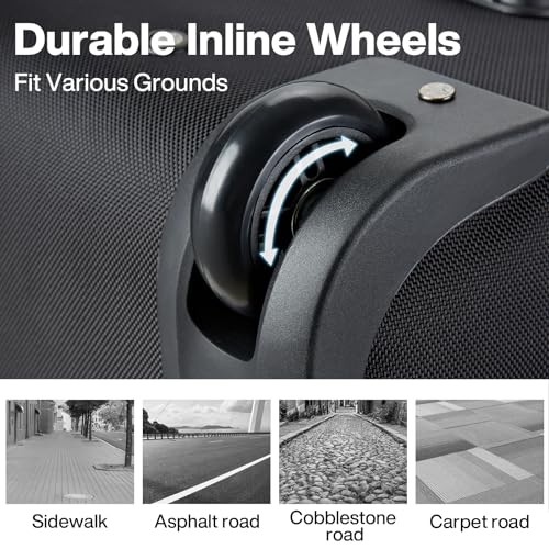 Large Expandable checked Luggage Suitcases with Wheels Foldable 22 Inch Black gallery