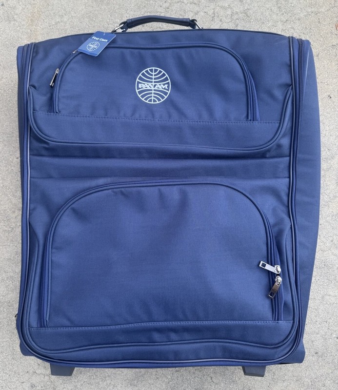 PAN AM First Class Airlines Rolling Suitcase Carry All Luggage Bottom Drop 23″