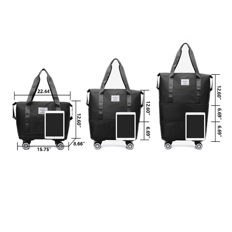 28-58L Large Expandable Rolling Duffle Bag w/ Detachable Wheels Carry On Luggage gallery