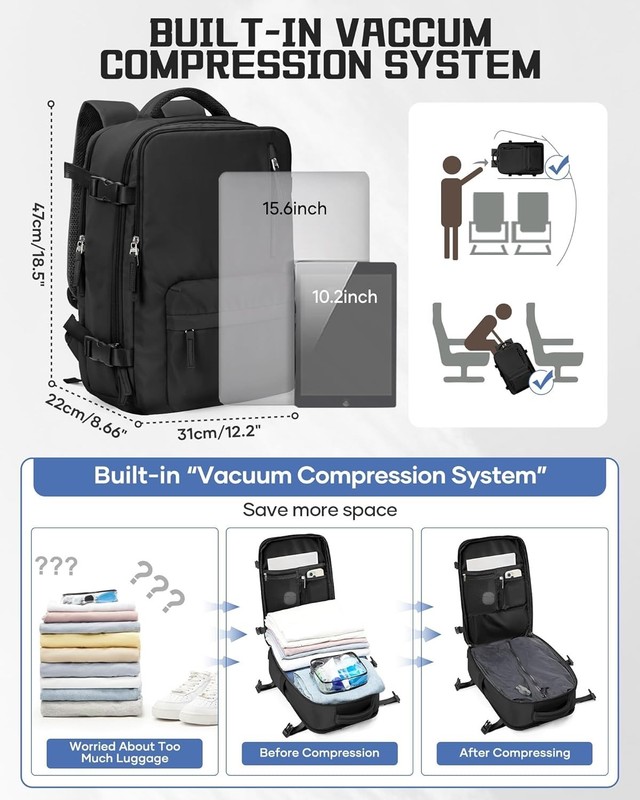 Large Travel Backpack Carry on Flight Approved Laptop Work Business Backpack ... gallery