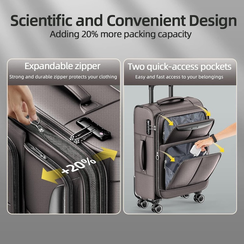 Suitcase Set 3 Piece Softside Expandable TSA Lock Coffee gallery