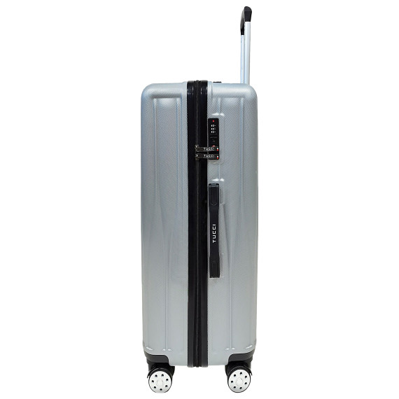 TUCCI Italy Baratro 3-Piece Hardside Luggage Set (Silver, 20", 24", 28") gallery