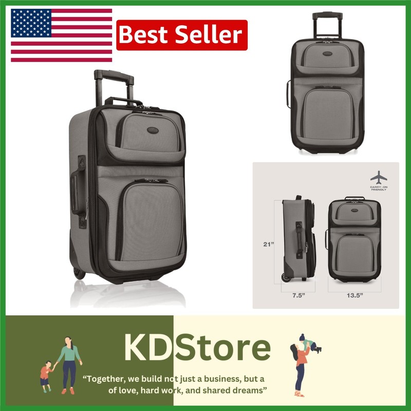 28L Rio Expandable Softside Rolling Suitcase with Water-Resistant Fabric – Grey