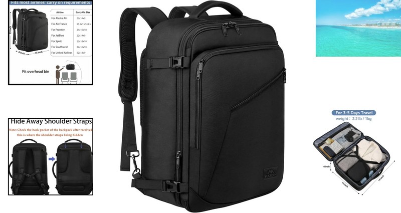 Extra Large Expandable Travel Backpack - 40L Airline Approved & Water-Resistant gallery