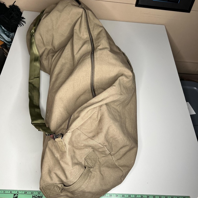 Stansport Beige Canvas Duffel Bag Soft Case Adjustable Strap Men Travel