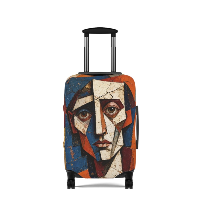 Cubist Face Luggage Cover | Abstract Portrait Suitcase Cover