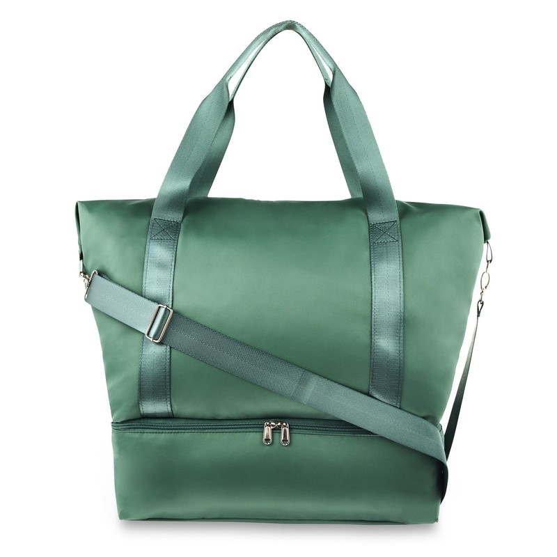 Protégé Collapsible Drop Bottom Weekender Duffel Bag, Olive Green, Polyester