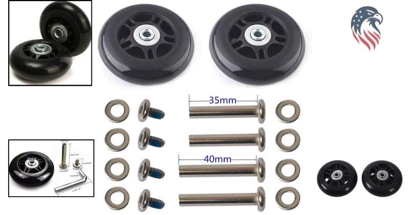 Replacement Luggage Wheel Set Compatible for Suitcase Inline Skate 63mm gallery