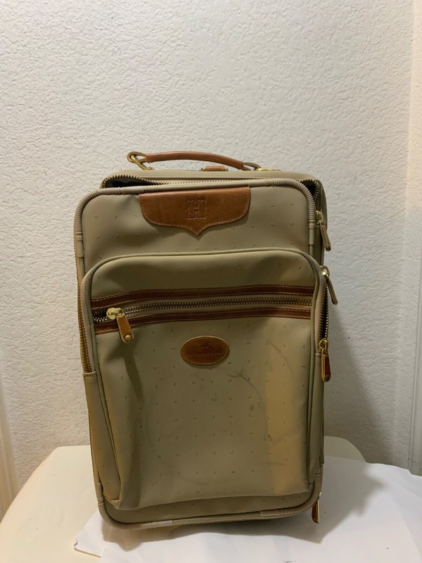 King Ranch, leather trim suitcase roller bag carry-on, luggage 18”