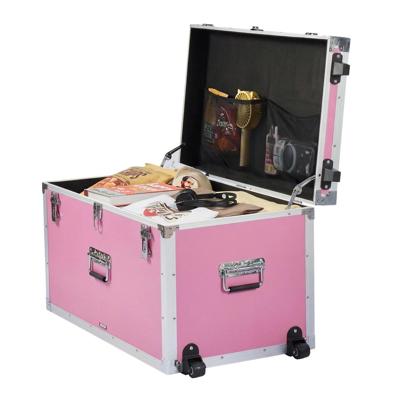 Large & Small Pink Trunks: 32" w/ Wheels & 3 Handles, 24" w/ Easy-Carry Design