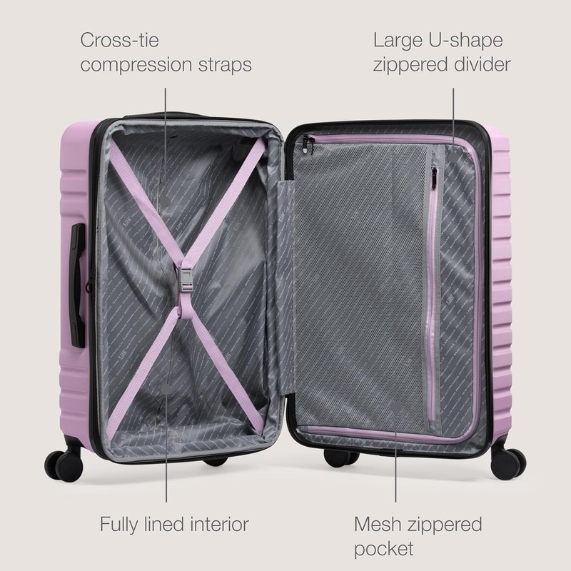 Durable Lavender 26-Inch Expandable Luggage with 8 Spinner Wheels & Protection gallery