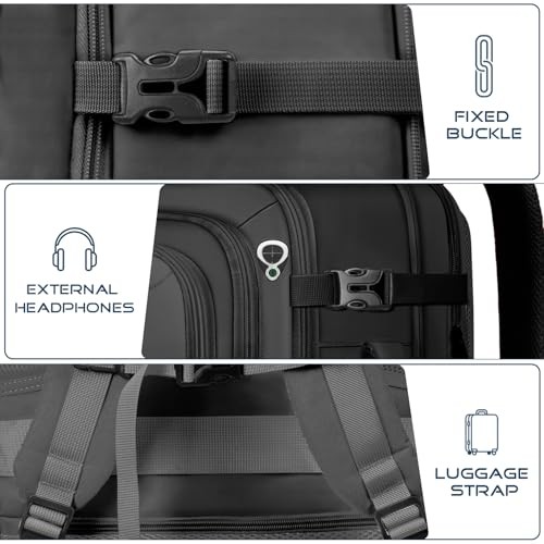 Travel Backpack, Expandable Carry on Backpack for Men, TSA 17.3 inch Black gallery