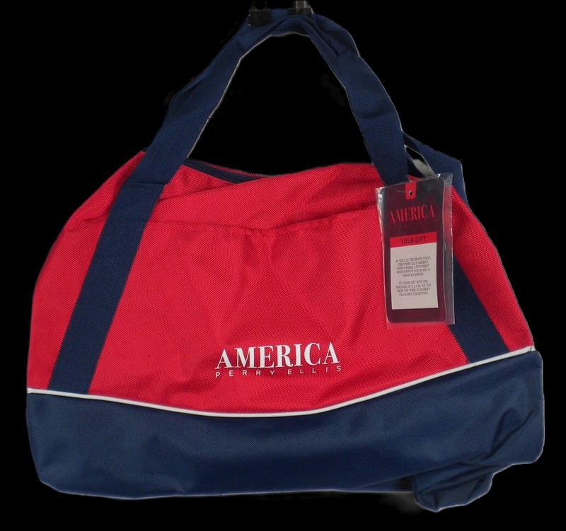 AMERICA Perry Ellis Red & Blue Duffel Bag
