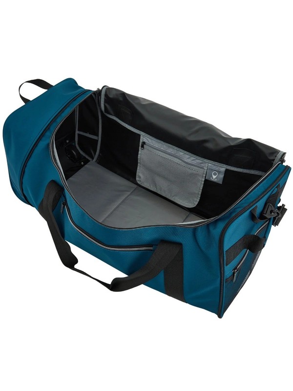 32" Collapsible Rolling Duffel Bag with Inline Skate Wheels, Blue gallery