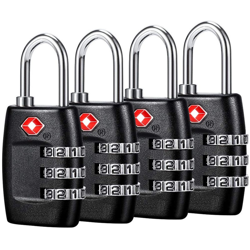 TSA Luggage Locks (4Pack) – 3 Digit Combination Padlocks – Approved Travel Lo…