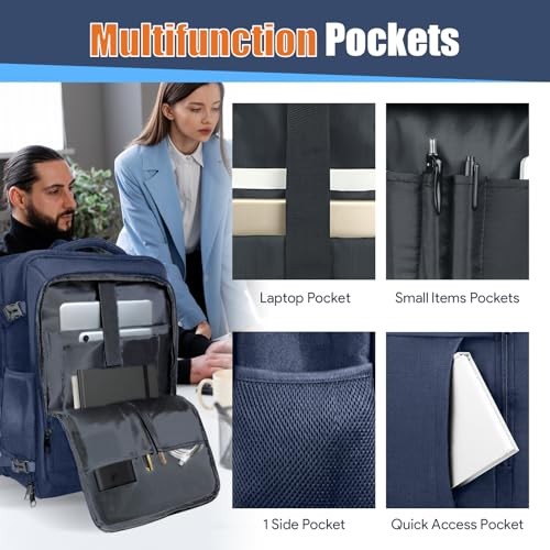 Expandable Carry On Backpack 40L-50L, Large Travel XX-Large(40-50L) Blue gallery