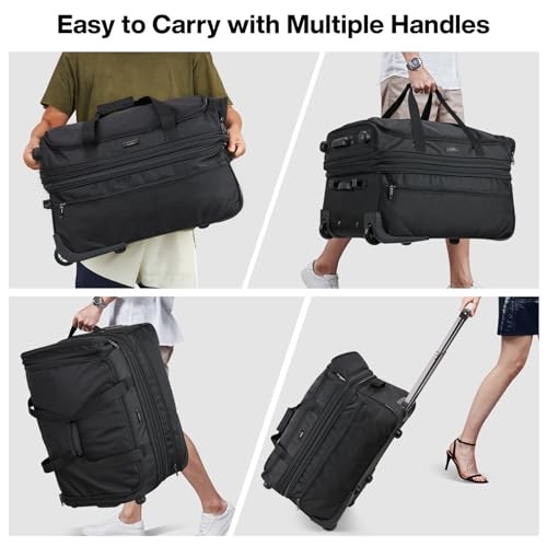 Large Expandable checked Luggage Suitcases with Wheels Foldable 22 Inch Black gallery