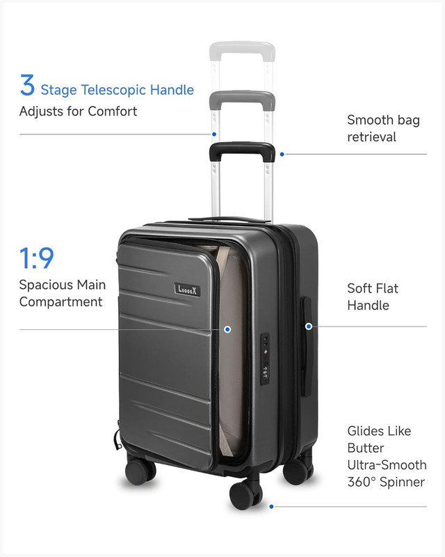 20" Expandable Polycarbonate Hard Shell Carry-On Luggage with Wheels gallery