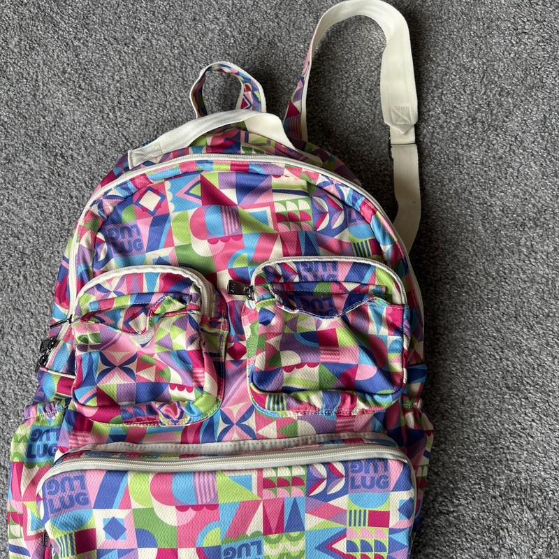 Lug Puddle Jumper Backpack Multicolor Geometric Print Zip Pockets School Travel gallery