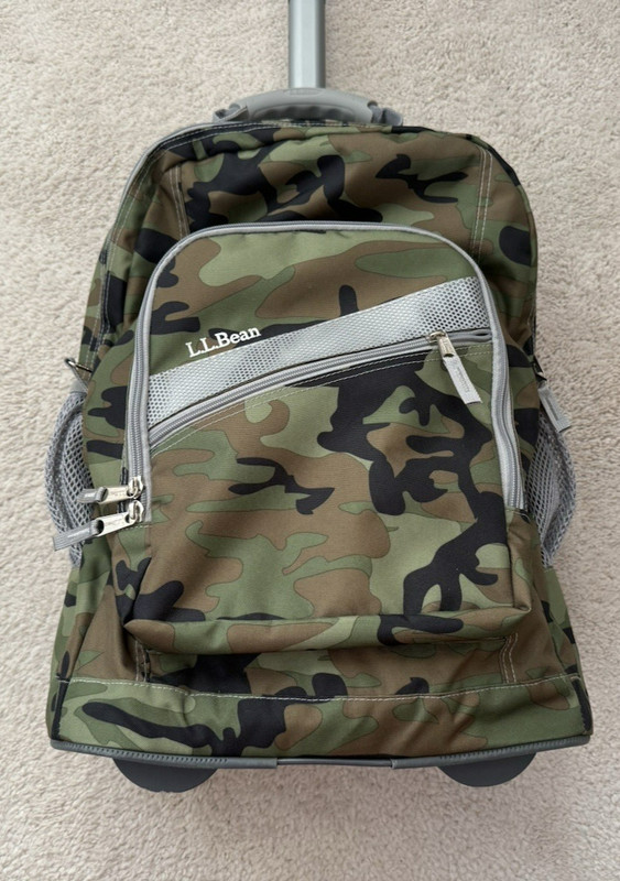 LL Bean Deluxe Rolling Camo Backpack 19" Carry-on School Travel Wheeled Pull Bag gallery