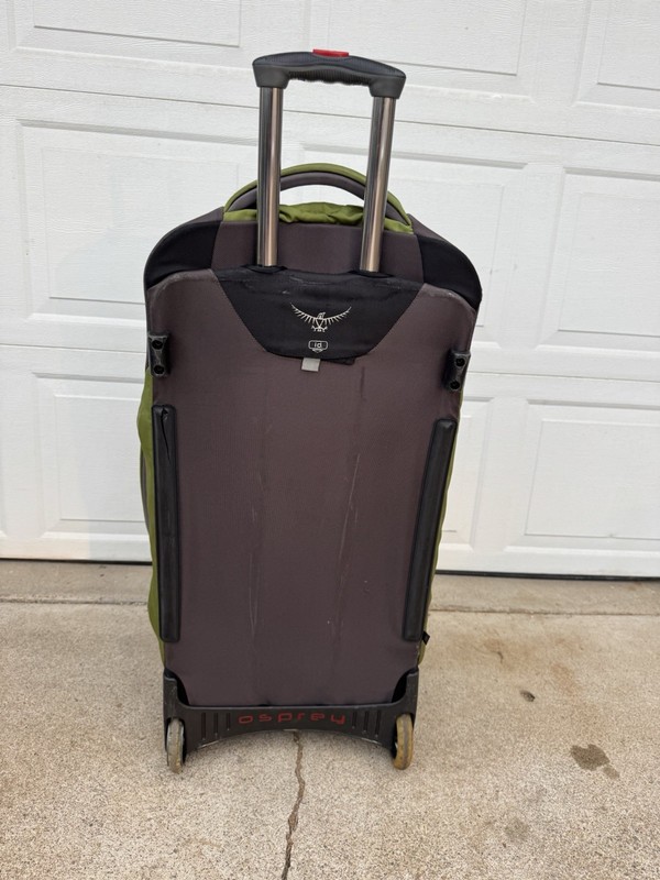 Osprey Shuttle 100L 32” Wheeled Duffel Travel Bag, Green, Used gallery