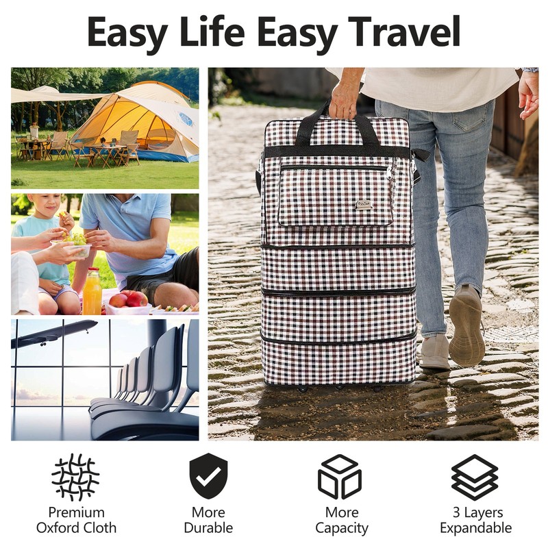32Inch Expandable Suitcase Bag 3Layer Travel Collapsible Luggage Bag w/ 5 Wheels gallery
