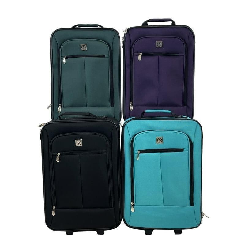 Softside Pilot Carry-on Luggage 18" Inline Skate Wheels Telescopic Handle Black gallery