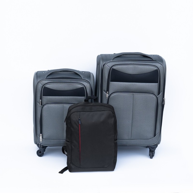 Softside Rolling Suitcase Set 20+24 Inch Oxford Fabric Trolley Luggage