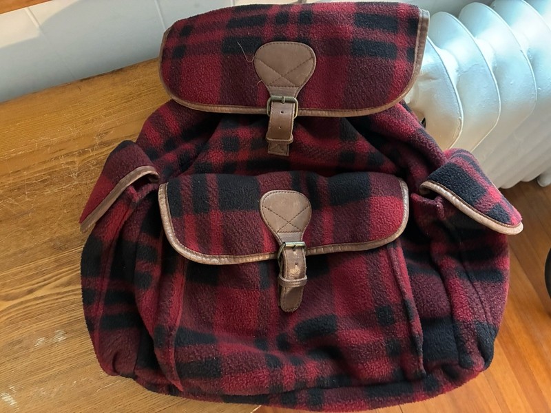 backpack- j. crew fleece. slightly used, roomy