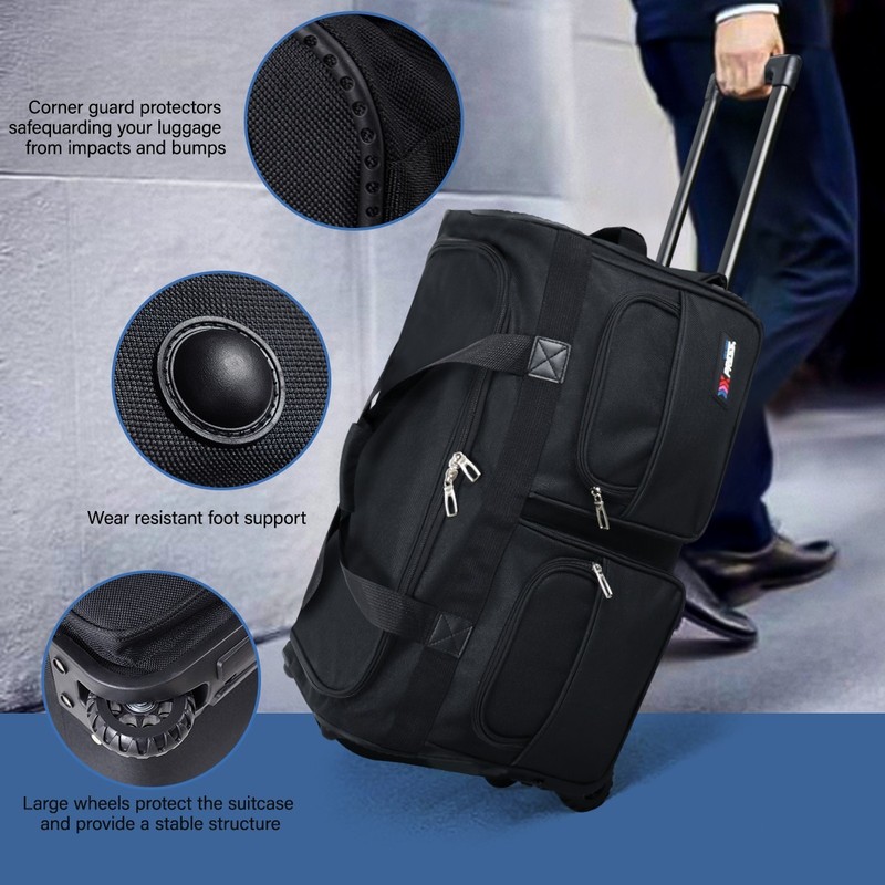 Rolling Duffle Bag With Wheels And Handle Travel Duffle Bag Black Travel Luggage gallery