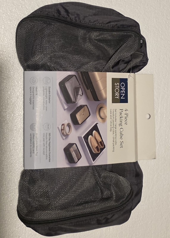 Open Story 4 Piece Packing Cube Set For Travel Luggage New Grey