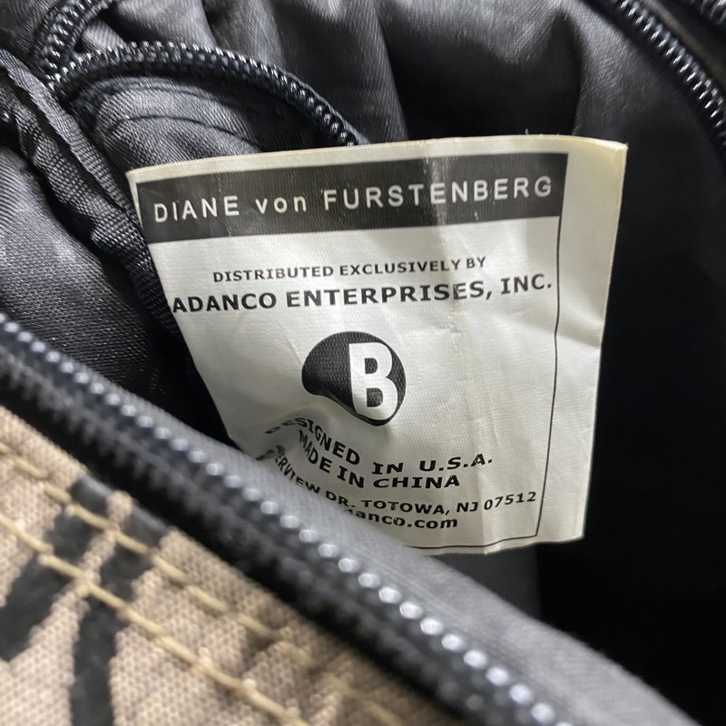 Diane von Furstenberg Brown Monogram Canvas Duffel Satchel Travel Bag Large gallery