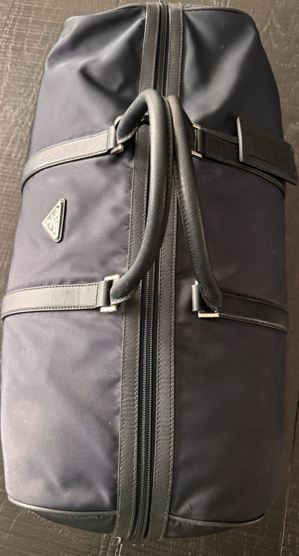 PRADA Tessuto + Saffiano Blue Solid Duffle Bag 2VC020 TU Adjustable Strap gallery