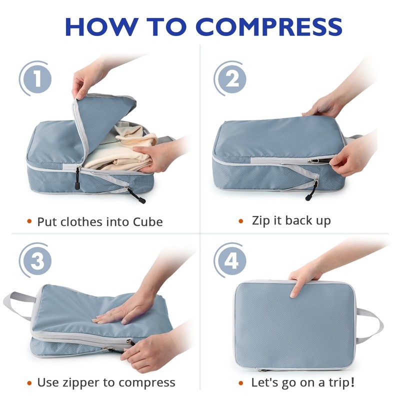 Compression Packing Cubes, 10 Set Packing Cubes for Travel Compression, Light... gallery