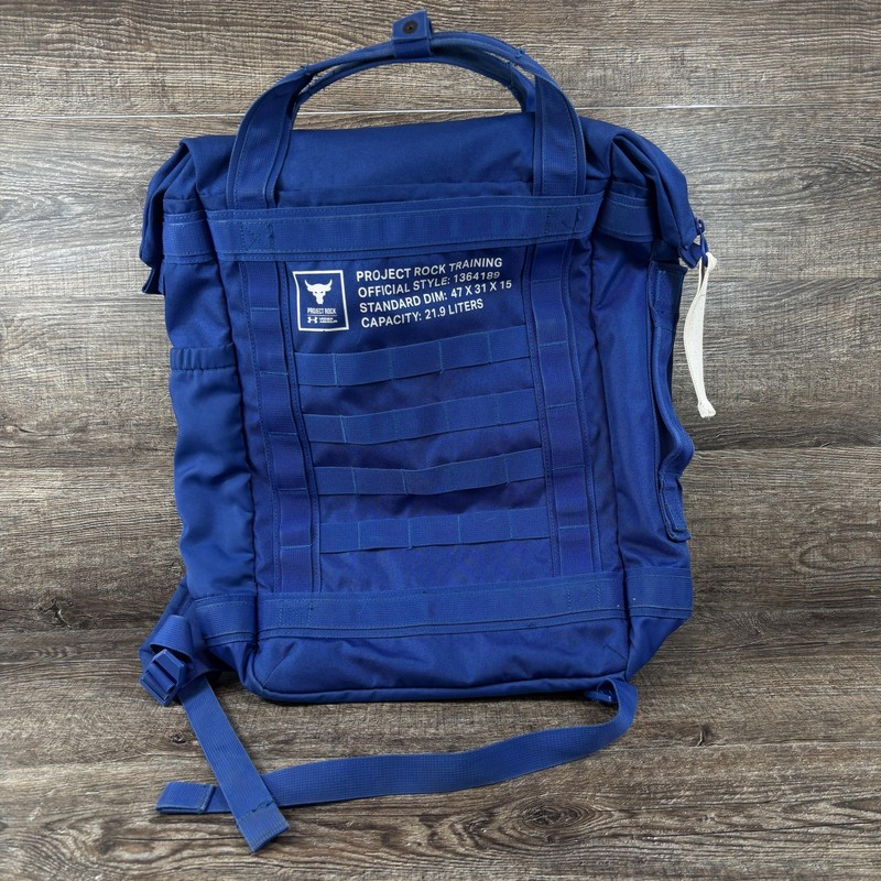 Under Armour Project Rock Training Duffle Backpack 21.9L Blue UA 1364189