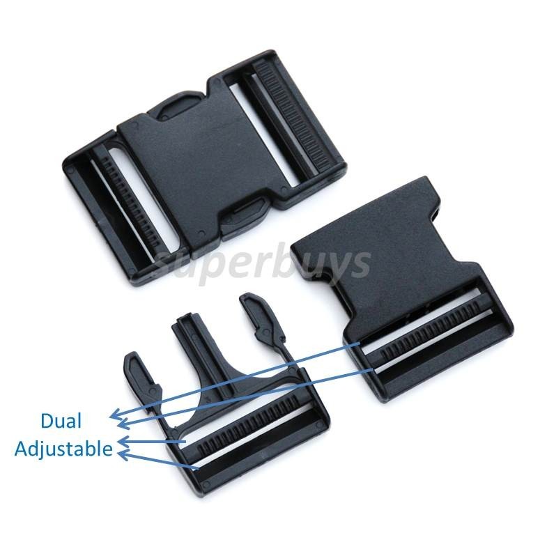 50mm Dual Adjustable Side Quick Release Buckle Clip Cord Strap Webbing Bag DA