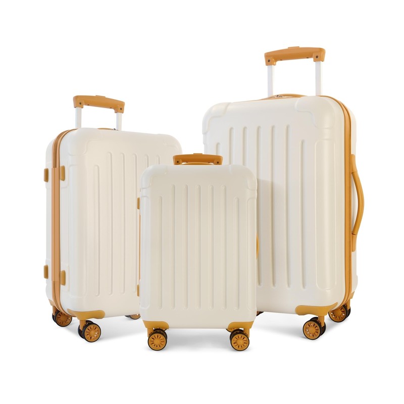 3-Piece Set Hardside Spinner, Brown White, One Size