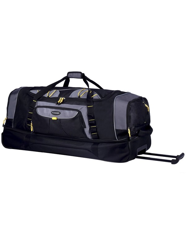 36″ 2-Section Drop-Bottom Rolling Duffel, Black