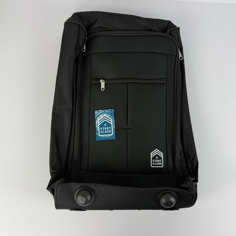 New! First Class 22” Upright Rolling Carry On Lightweight Luggage Bag Black
