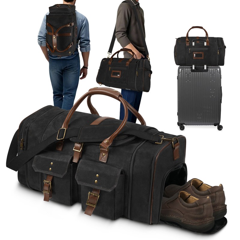 Waxed Canvas Shoulder Carry Duffle Bag Large Travel Backpack Luggage Sports Gym
