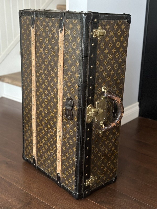 Louis Vuitton Rare Model Suitcase Trunk With Wood Slats Antique Luggage