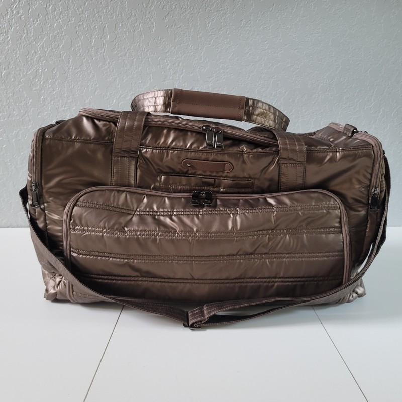 Lug Oversized Weekender Bag – Trolley Duffel – Metallic Bronze, Camo Liner
