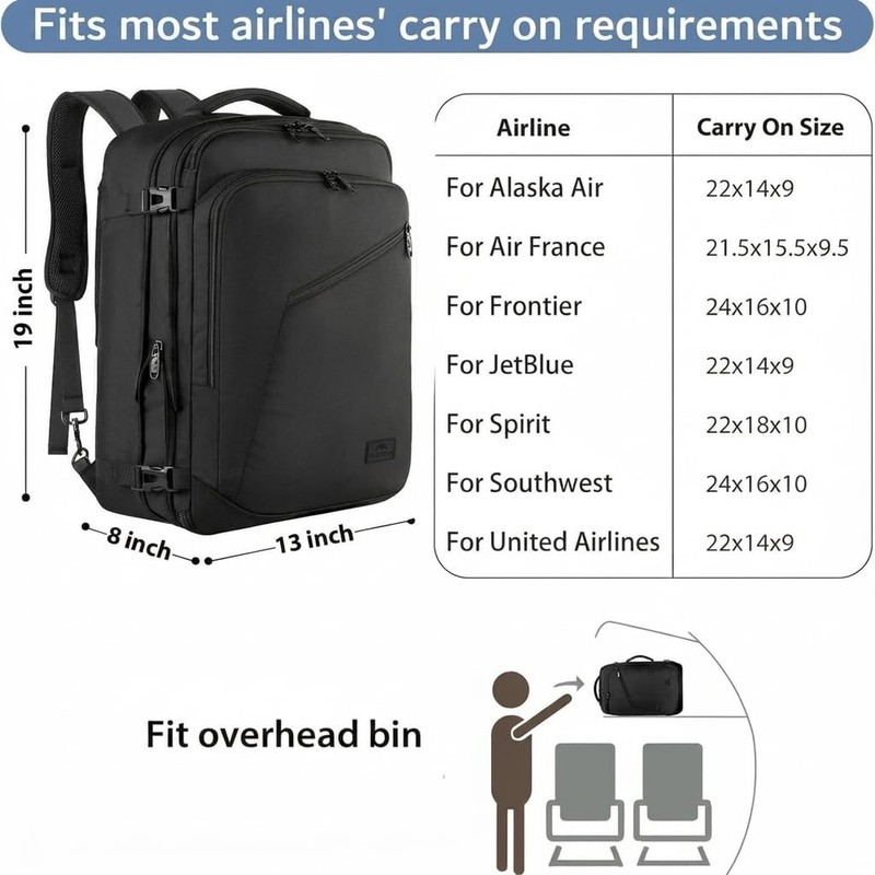 MATEIN Carry on Backpack, Extra Large Travel Backpack Expandable Airplane App... gallery
