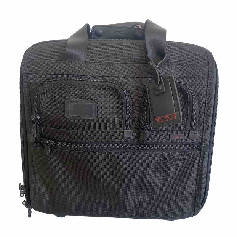 TUMI ALPHA DELUXE BLACK COMPACT ROLLING CARRY ON BRIEF 26123DH
