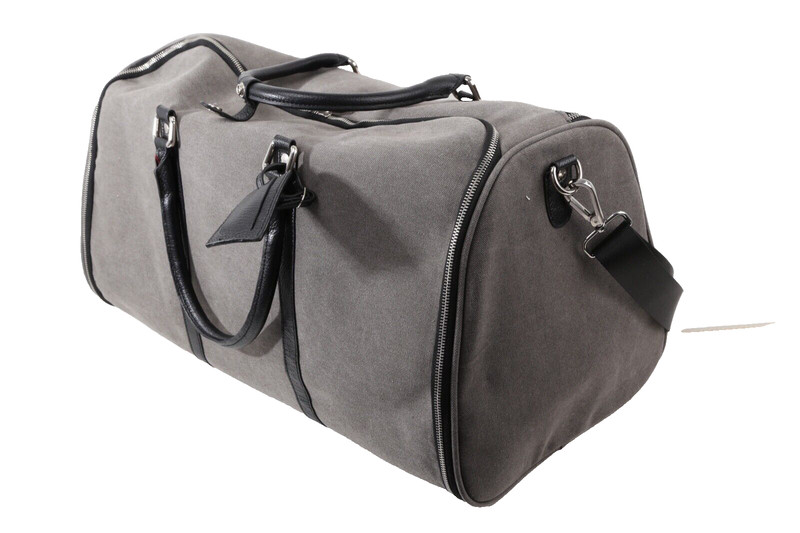 Charcoal Gray Canvas Weekender Garment Travel Bag Large Mens Duffel Luggage